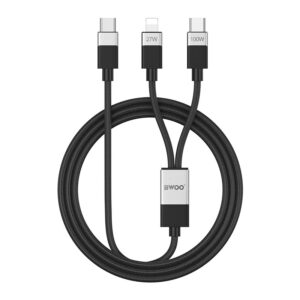 Type-C to Lightning & Type-C 2 in 1 Fast Charging Cable PD 100W Nylon 1M