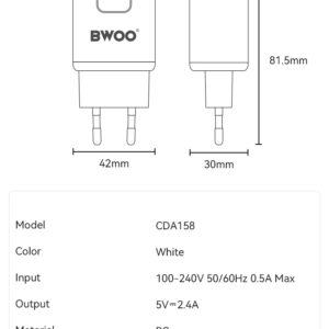 BWOO 2 USB Fast charger(CDA-158)