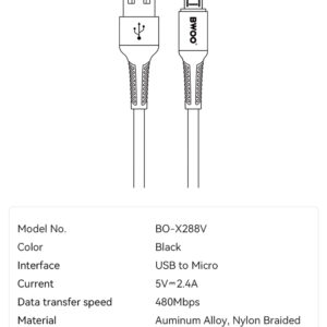 BWOO METAL DATA CABLE (X288V) 2.4A