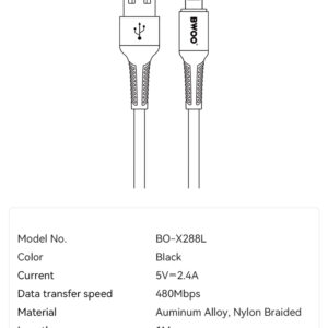 BWOO DATA CABLE (X288L) USB -LIGHTNING